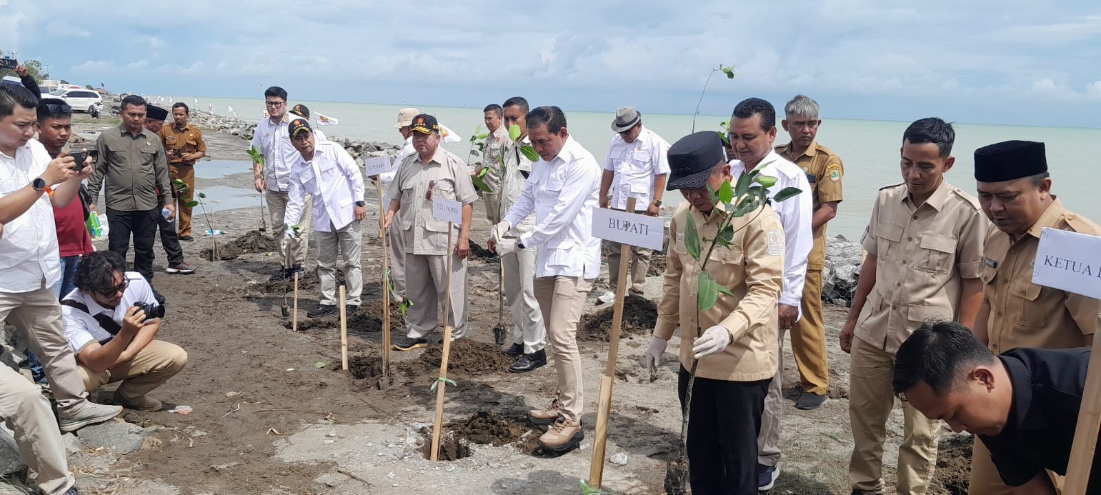 DPC Partai Gerindra Karawang Melakukan Kegiatan Penanaman Pohon Mangrove Di Cemara Jaya